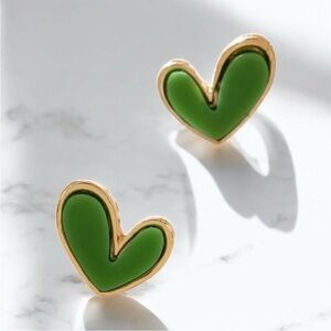 18K Gold Plated Green Heart Earrings